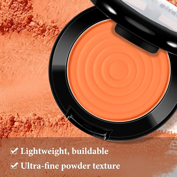 Boobeen Soft Blend Powder Blush for Cheeks, Buildable and Brush