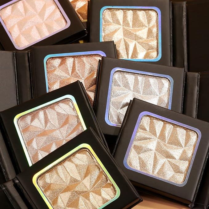 Highlighter Shimmer Makeup Palette Pink Color,Shimmering Highlightering Pallet to Carry