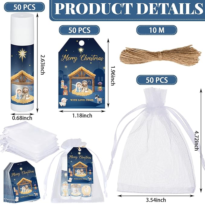 Dunzy 50 Sets Nativity Lip Balm Supplies