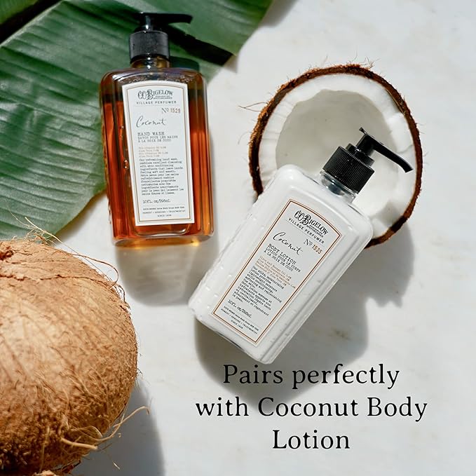 C.O. Bigelow Hand Wash Coconut, Village Perfumer Moisturizing Hand Soap for Bathroom & Kitchen with Aloe Vera and Pro-Vitamin B5, 10 fl oz