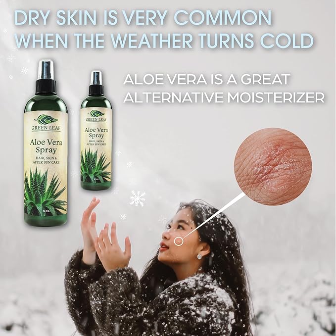 Aloe Vera Spray for Hair | Travel Size | Skin & Face Moisturizer |Fast Absorption| After Sun Care, Sunburn Relief & |3.3oz| Cold pressed - Aloevera Body Spray | Pure Aloe Vera Skin Care by Green Leaf