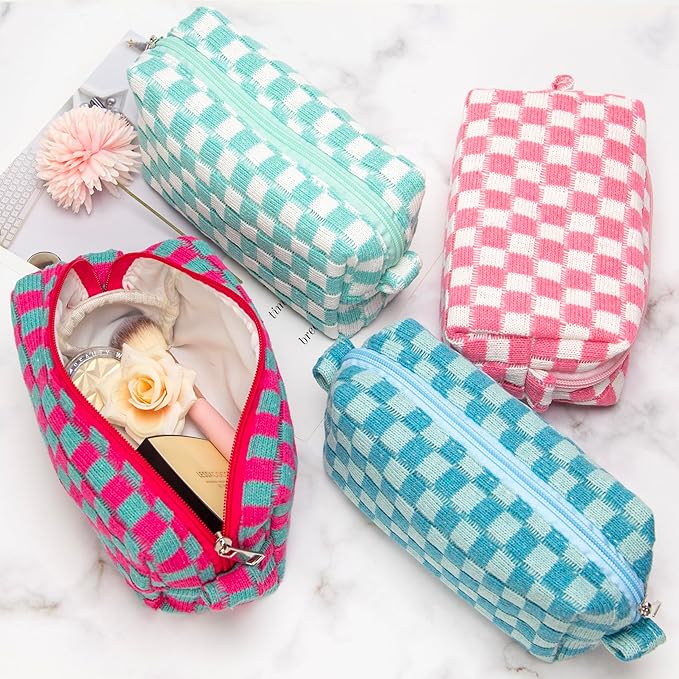 Pazimiik checkered makeup bag for