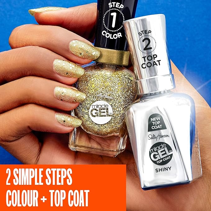 Sally Hansen Miracle Gel™, Shiny Top Coat, Long Lasting, Gel-Like Formula, No UV Lamp Needed, Clear Nail Polish