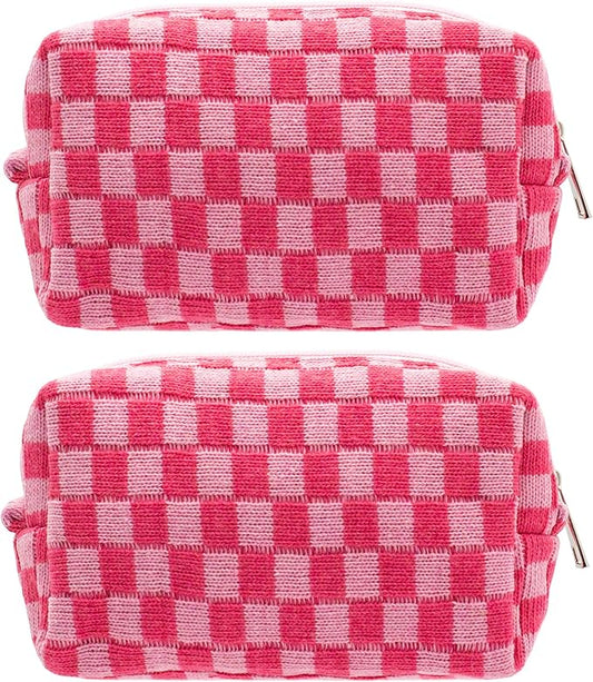Pazimiik checkered makeup bag for
