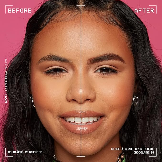 NYX PROFESSIONAL MAKEUP Blade & Shade Brow Pencil, Nano Mechanical Eyebrow Pencil, Up to 16HR Make Up Wear - Chocolate