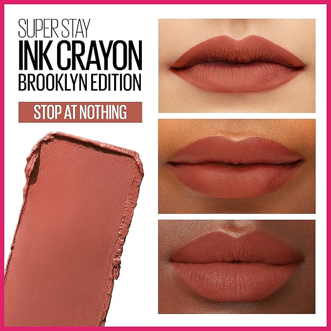 Maybelline Super Stay Ink Crayon Matte Longwear Lipstick Makeup, 160 Stop At Nothing, 0.04 oz