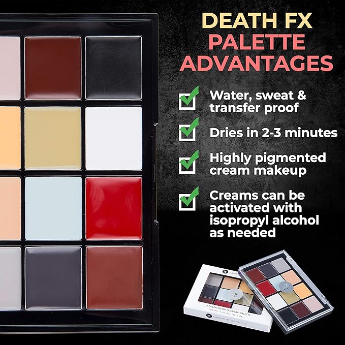 12-Color Death FX Cream Palette, Professional Quick Drying