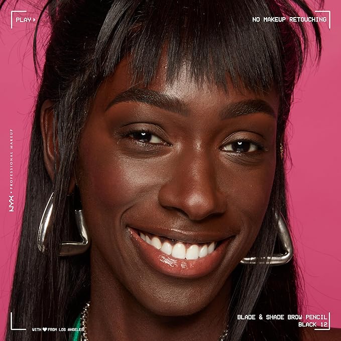 NYX PROFESSIONAL MAKEUP Blade & Shade Brow Pencil, Nano Mechanical Eyebrow Pencil, Up to 16HR Make Up Wear - Black