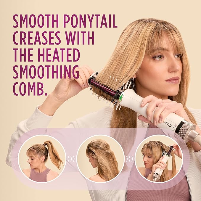 Shark HT202 SmoothStyle Heated Comb + Blow Dryer Brush, Dual Mode, for All Hair Types, Silk