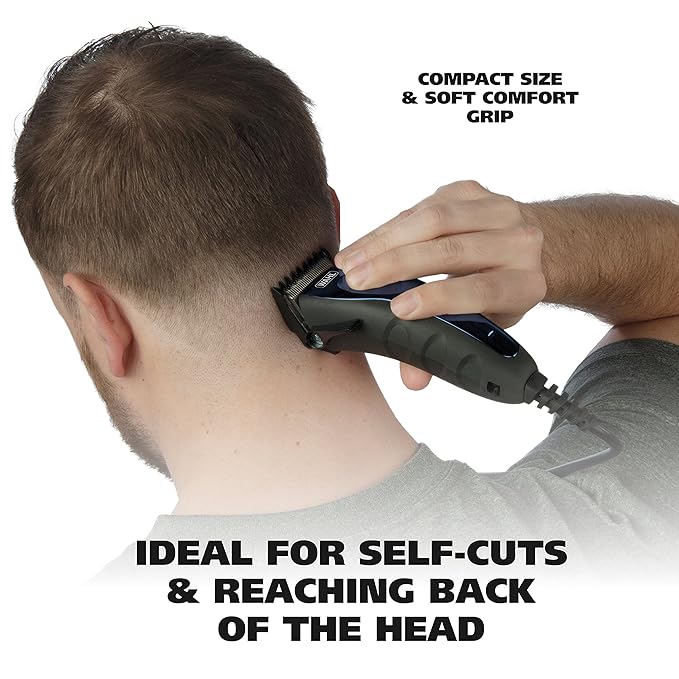Wahl USA Self Cut Compact Corded Clipper Personal Haircutting Kit with Adjustable Taper Lever, and 12 Hair Clipper Guards for Clipping, Trimming & Personal Grooming – Model 79467