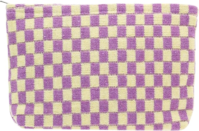 Pazimiik knitted checkered makeup bag