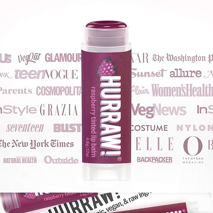 Hurraw! Raspberry Tinted Lip Balm, 2 Palm