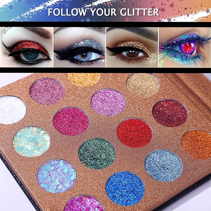 UCANBE Pro Glitter Eyeshadow Palette - Professional 16