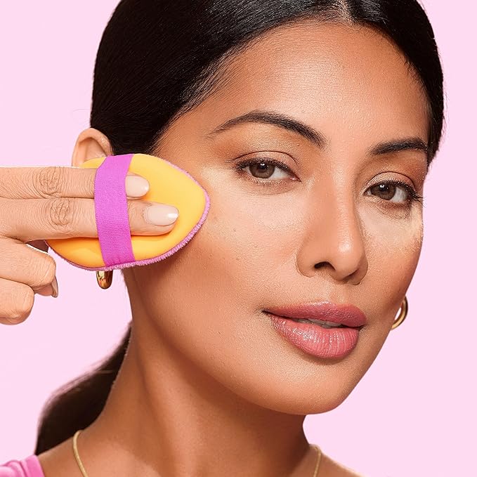 Real Techniques Miracle 2-In-1 Powder Puff, Dual-Sided, Full-Size Makeup Blending Puff, Reversible Elastic Band, Precision Tip Makeup Sponge & Powder Puff, For Liquid, Cream & Powder, 1 Count