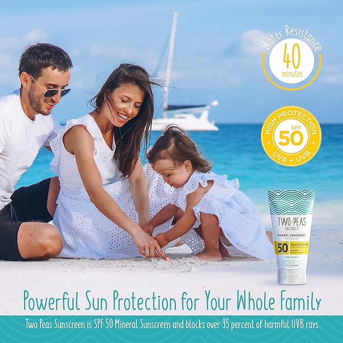 All Natural Organic SPF 50 Sunscreen Lotion - Coral Reef Safe - Baby, Kid & Family Friendly - Chemical Free Mineral Based Formula - Waterproof & Unscented (2)
