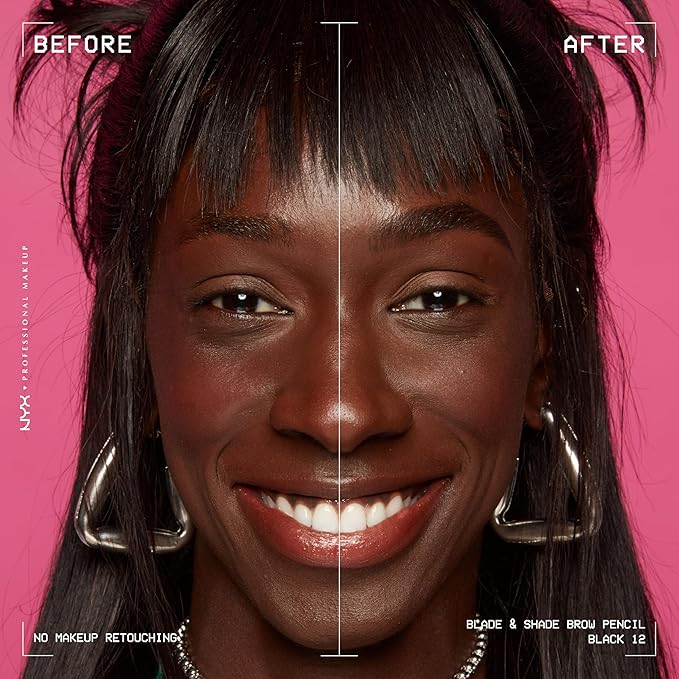 NYX PROFESSIONAL MAKEUP Blade & Shade Brow Pencil, Nano Mechanical Eyebrow Pencil, Up to 16HR Make Up Wear - Black