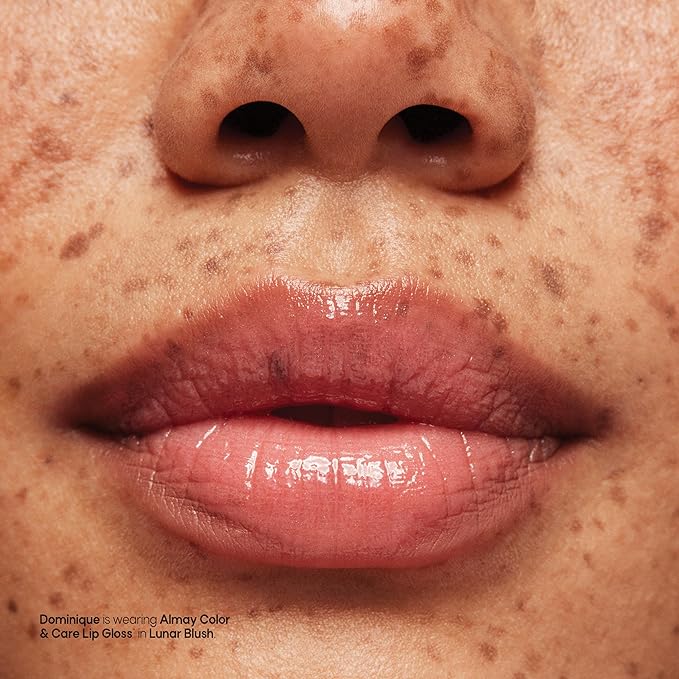 Almay Color & Care Hydrating Lip Gloss, Soft Natural Hues, Prebiotic Complex, Hyaluronic Filling-Sphere Technology, 600 Lunar Blush, 0.1 Fl Oz