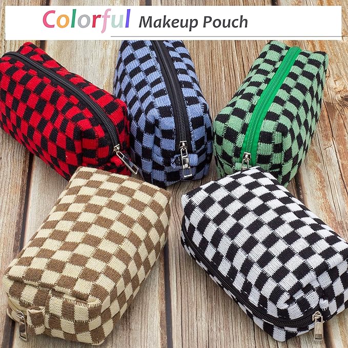 Pazimiik checkered makeup bag for