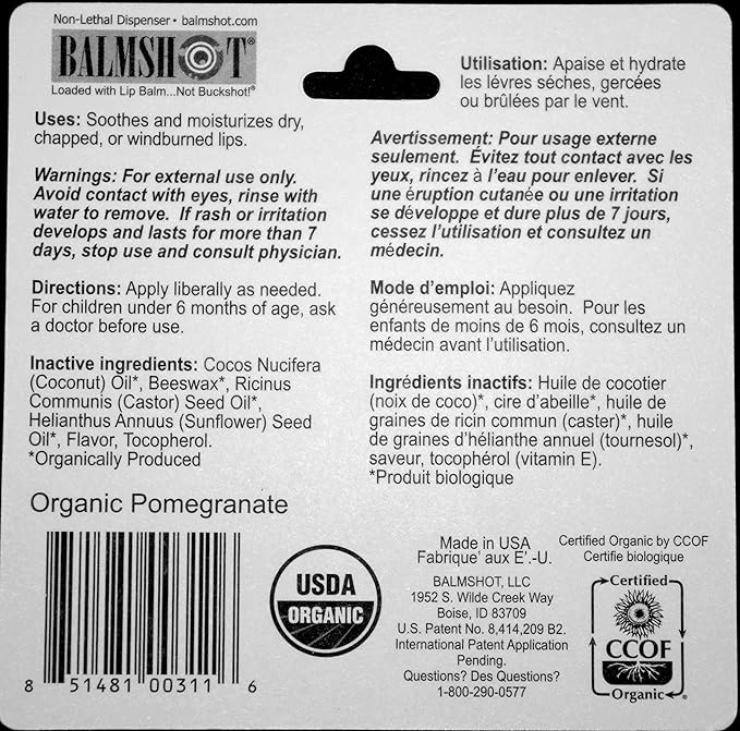 BALMSHOT Two Pack of 100% Natural Balm