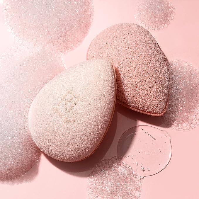 Real Techniques Miracle Cleansing Sponge, Skincare Facial Cleansing Tool with Probiotics, Exfoliate & Deep Cleans Pores, Dual Sided, Gentle on Skin, Cruelty Free, 1 Count