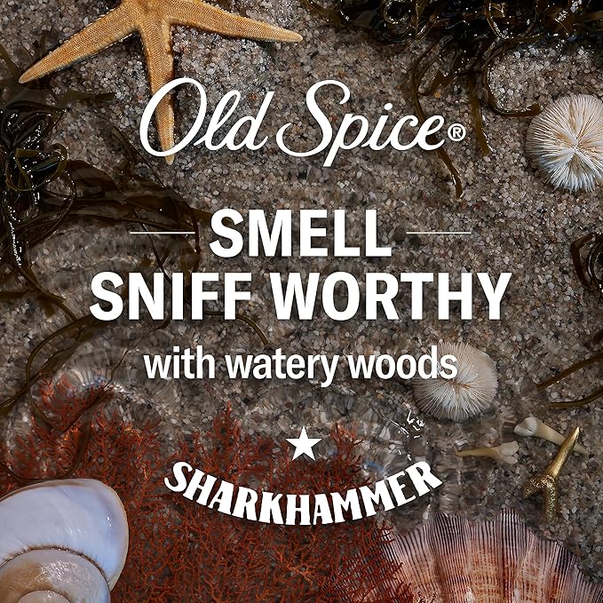 Old Spice Aluminum Free Deodorant for Men, 24/7 Odor Protection, 24/7 Freshness & Lasting Scent, Goes on Clear, Sharkhammer Scent, 2.6 oz (Pack of 6)